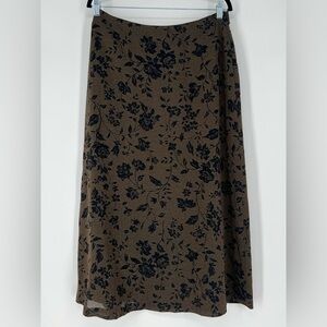 JONES NEW YORK MADISON MAXI BROWN FLORAL SKIRT, LINED,BACK ZIPPER‎